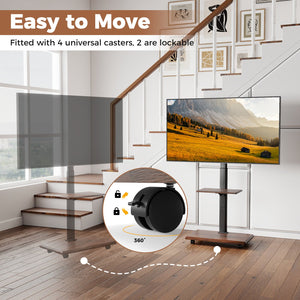 Rolling TV Stand on Wheels Mobile TV Cart for 32-75 Inch TVs Portable AV Cart-Black view 9