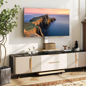 Rolling TV Stand on Wheels Mobile TV Cart for 32-75 Inch TVs Portable AV Cart-Natural view 3
