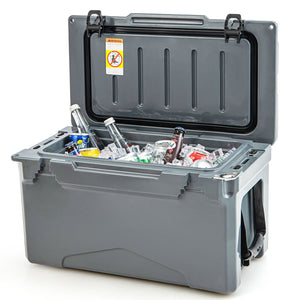 Rotomolded Cooler with Integrated Cup Holders and Bottle Opener-Gray view 4