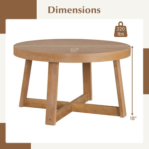 Round Coffee Table for Living Room 30 inch Farmhouse Accent Table with Study Rubber Wood Legs-Yellow view 5