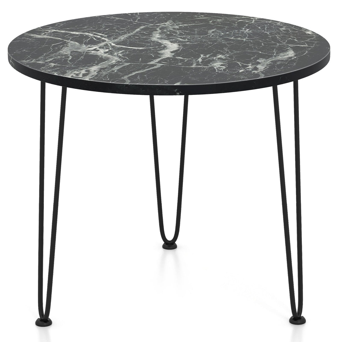 Round Coffee Table with Thickened Tabletop and Metal Tripod Legs-Black view 4