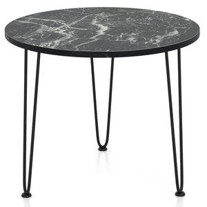 Round Coffee Table with Thickened Tabletop and Metal Tripod Legs-Black view 4