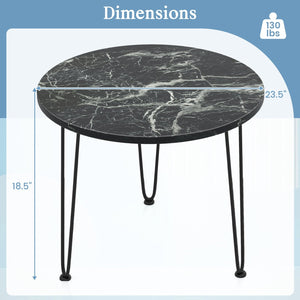 Round Coffee Table with Thickened Tabletop and Metal Tripod Legs-Black view 5