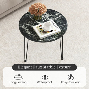 Round Coffee Table with Thickened Tabletop and Metal Tripod Legs-Black view 6