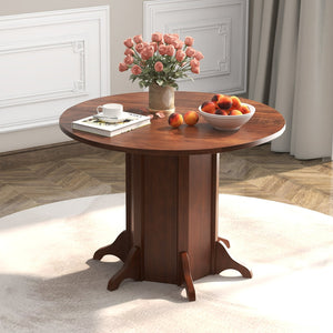 Round Dining Table with Pedestal Base for 4-6 People-Walnut view 2