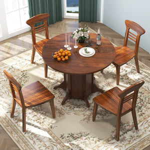 Round Dining Table with Pedestal Base for 4-6 People-Walnut view 3
