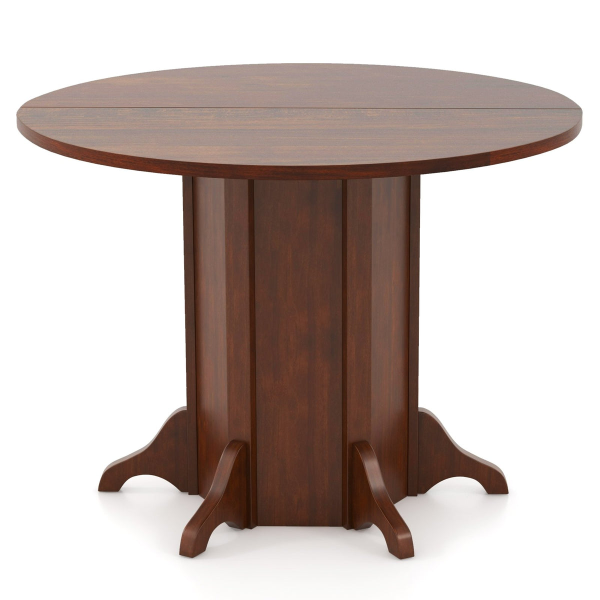 Round Dining Table with Pedestal Base for 4-6 People-Walnut view 4