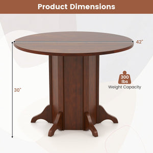 Round Dining Table with Pedestal Base for 4-6 People-Walnut view 5