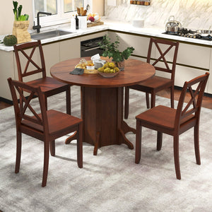 Round Dining Table with Pedestal Base for 4-6 People-Walnut view 6