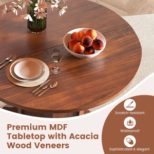 Round Dining Table with Pedestal Base for 4-6 People-Walnut view 8