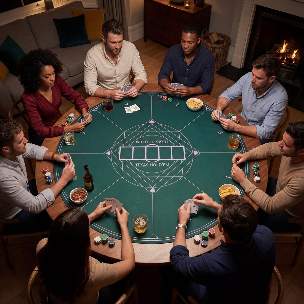 Round Poker Mat for Texas Hold'em 40 inch Portable Foldable Anti-Slip Rubber Base Table Layout-Green view 2