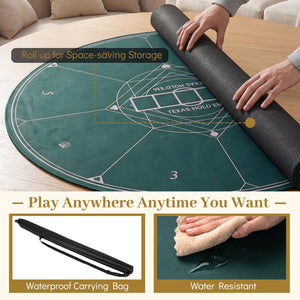 Round Poker Mat for Texas Hold'em 40 inch Portable Foldable Anti-Slip Rubber Base Table Layout-Green view 9