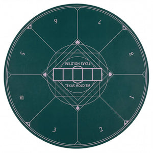 Round Poker Mat for Texas Hold'em 55 inch Portable Foldable Anti-Slip Rubber Base Table Layout-Green