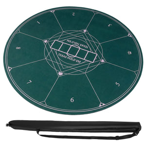 Round Poker Mat for Texas Hold'em 55 inch Portable Foldable Anti-Slip Rubber Base Table Layout-Green view 4