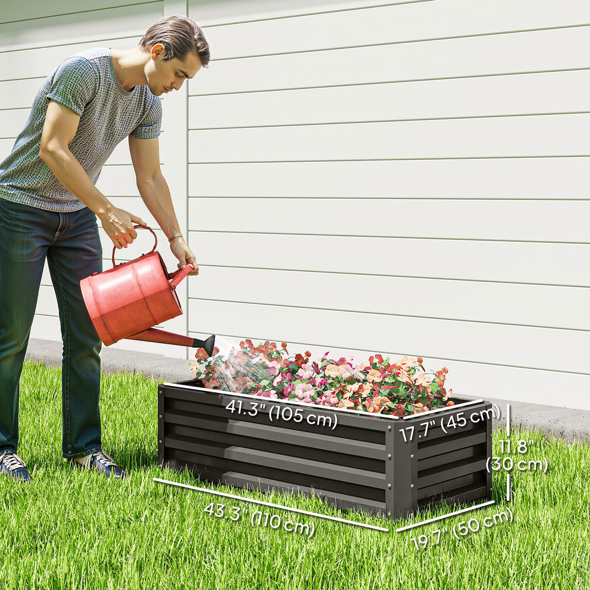 Galvanized Raised Garden Beds, Outdoor Planter Box, Set of 2, for Flowers, Herbs and Vegetables, Black – view 9