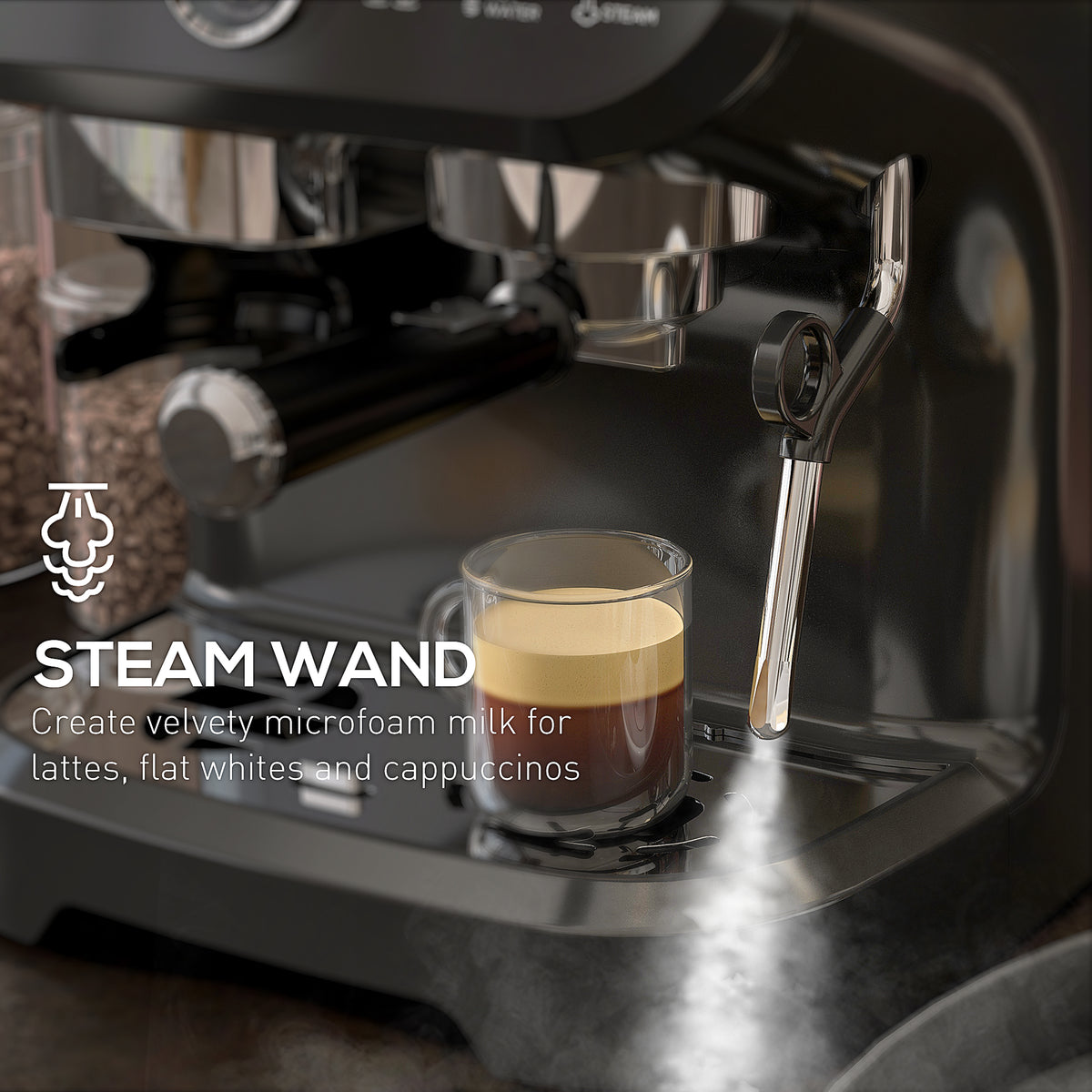 Espresso Machine, 15 Bar Barista Coffee Maker with Milk Frother, Fast Heating, Grinder for Espresso, Latte, Cappuccino