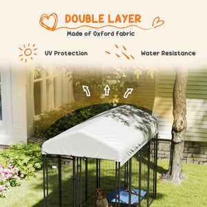 Outdoor Dog Kennel with Waterproof UV-Resistant Cover, 8 x 4 x 6 ft