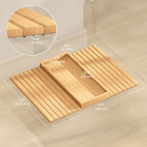 Bamboo Couch Arm Tray, Sofa Armrest Tray with Flexible Roll-up Design and Wide Compartment, Natural