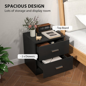Bedside Table with 2 Drawers, Modern Nightstand for Bedroom, White – view 10