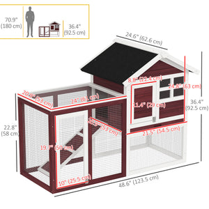 48" Weatherproof Wooden Rabbit Hutch Bunny Cage Small Animal House with Slant Roof And Screened Outdoor – view 4