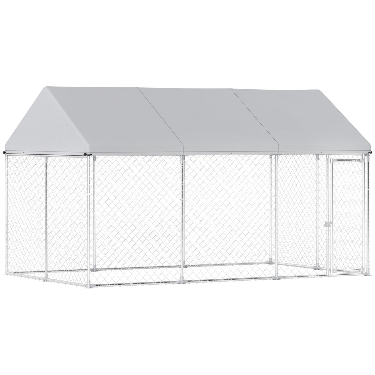 Galvanized Steel Outdoor Dog Kennel with Roof, Safety Lock, for Backyard, 13.1' x 7.5' x 7.8'