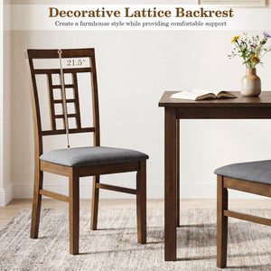 Rubber Wood Dining Chairs Set of 2 with Lattice Back-Brown view 7