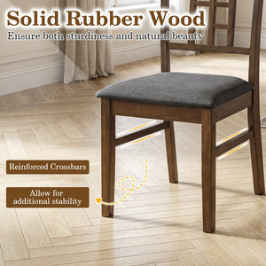 Rubber Wood Dining Chairs Set of 2 with Lattice Back-Brown view 9