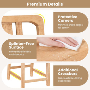 Rubber Wood Dining Chairs Set of 4 with Hollowed Backrest-Natural view 8