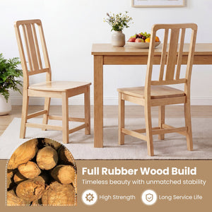 Rubber Wood Dining Chairs Set of 4 with Hollowed Backrest-Natural view 9