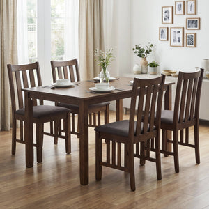 Rubber Wood Dining Chairs Side Chairs Set of 4 with Slat Back-Brown view 2