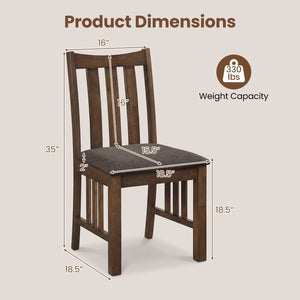 Rubber Wood Dining Chairs Side Chairs Set of 4 with Slat Back-Brown view 4
