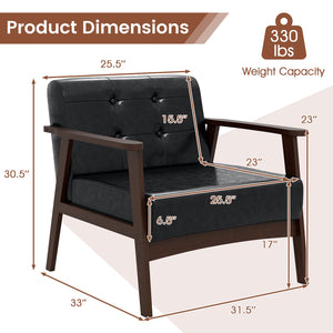 Rubber Wood Frame Accent Chair with Armrest for Living Room-Black view 4