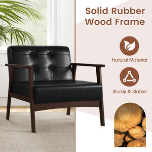 Rubber Wood Frame Accent Chair with Armrest for Living Room-Black view 7