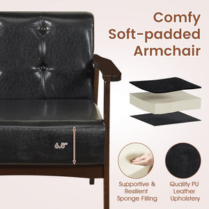 Rubber Wood Frame Accent Chair with Armrest for Living Room-Black view 8