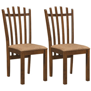 Rubber Wood Slat Back Kitchen Dining Chairs Set of 2-Brown