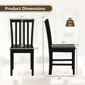 Rustic Dining Chairs Set of 2 Wooden Kitchen Chairs with Slat Tilt Backrest-black view 4