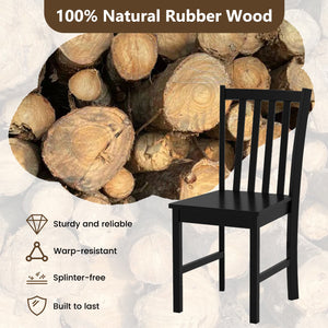 Rustic Dining Chairs Set of 2 Wooden Kitchen Chairs with Slat Tilt Backrest-black view 5