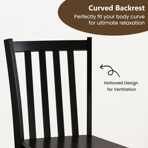 Rustic Dining Chairs Set of 2 Wooden Kitchen Chairs with Slat Tilt Backrest-black view 6