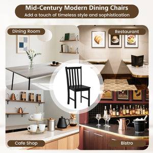 Rustic Dining Chairs Set of 2 Wooden Kitchen Chairs with Slat Tilt Backrest-black view 8