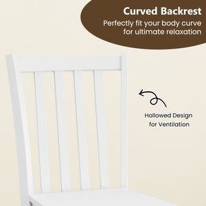 Rustic Dining Chairs Set of 2 Wooden Kitchen Chairs with Slat Tilt Backrest-White view 6