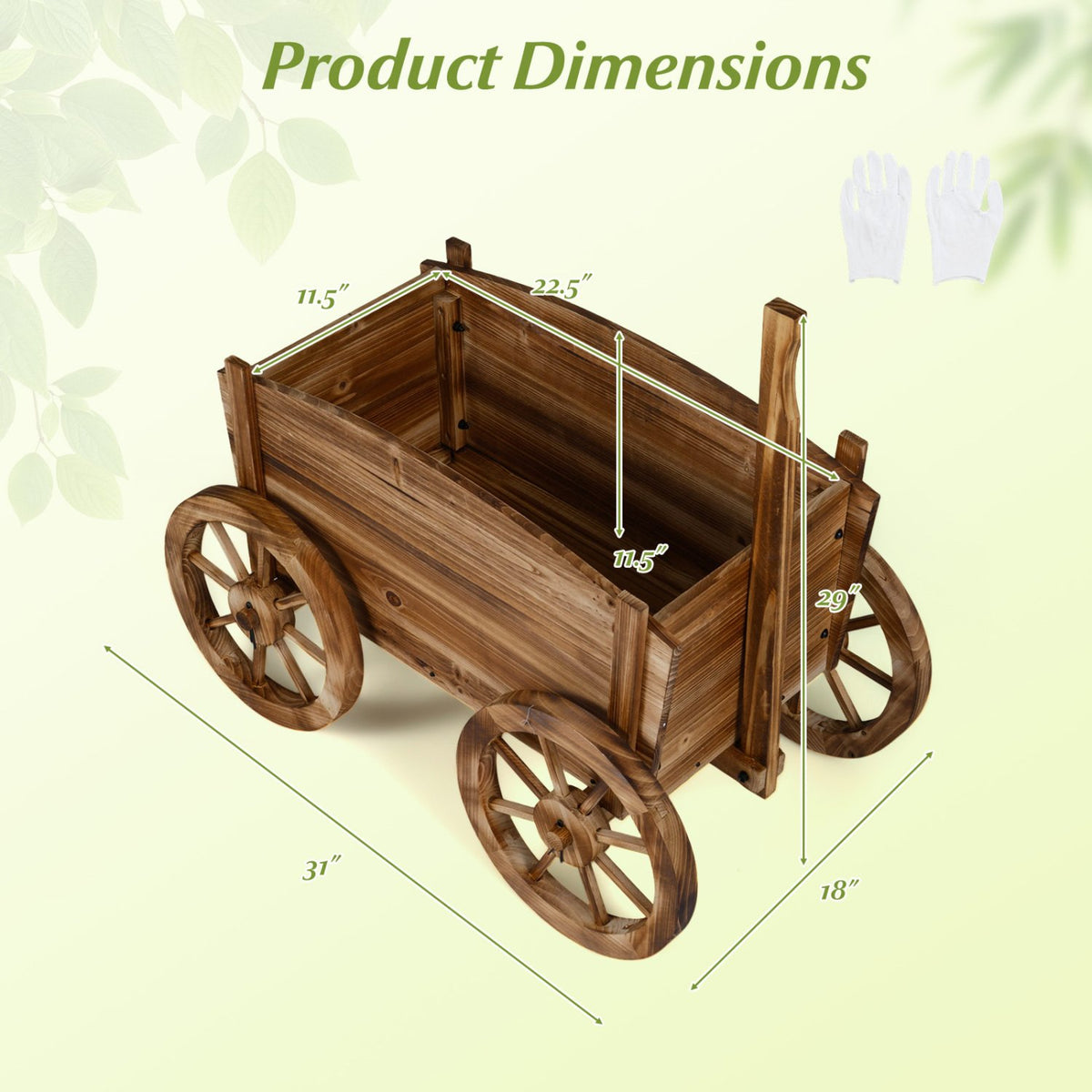 Rustic Rolling Flower Pot Stand with Wheels and Handle-Coffee view 4