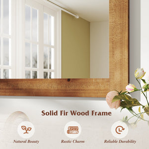Rustic Wood Frame Barn Door Style Farmhouse Wall Mirror-Brown view 8