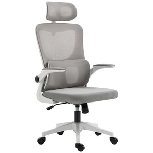 Ergonomic Office Chair, Mesh Computer Desk Chair with Adjustable Headrest, 4D Lumbar Support, Flip-up Arm