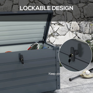 78 Gallon Garden Storage Box, Waterproof Outdoor Storage Container with Wheels and Handles, Dark Grey – view 6