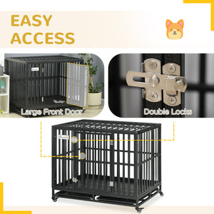 41" Heavy Duty Steel Dog Crate Kennel Pet Cage with Wheels for Convenient Access Anti-Pinching Floor, Black – view 5