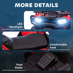 Aosom 12V Kids ATV Quad, 4 Wheeler Battery Powered Electric Vehicle with Music MP3, Headlights, High Low Speed, Treaded Tires, for Boys and Girls Ages 37-60 Months