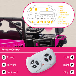 Qaba 24V 4WD Kids Ride On Truck with 6 Wheels Electric Ride On Car with Remote, Dump Bed for 3-8 Years