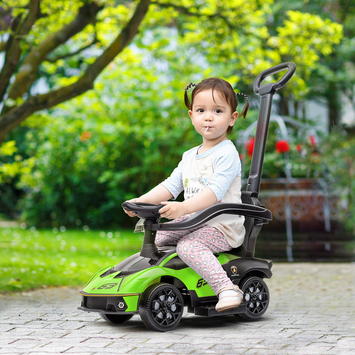 Aosom 3 in 1 Ride on Push Car for Toddlers, Licensed Kids Sliding Car with Safety Protection Footrest Horn