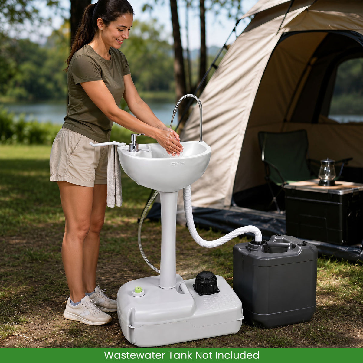 Portable Foot Pump Camping Sink with 4.5 Gal Water Tank and Soap Dispenser view 3