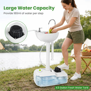 Portable Foot Pump Camping Sink with 4.5 Gal Water Tank and Soap Dispenser view 6